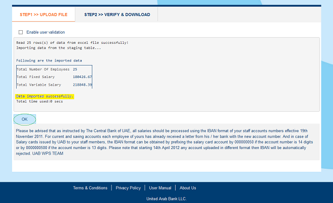 Next step is verification and down load of data to WPS. Toperform this ...
